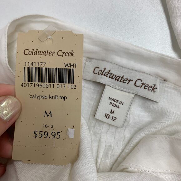 Coldwater Creek Embroidered Tunic Womens M Medium White Button Front Semi Sheer - Picture 12 of 15